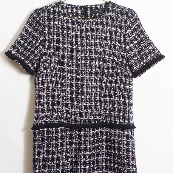 Angeleye Short Sleeve Tweed Sheath Dress in Black 4 - Picture 2 of 4